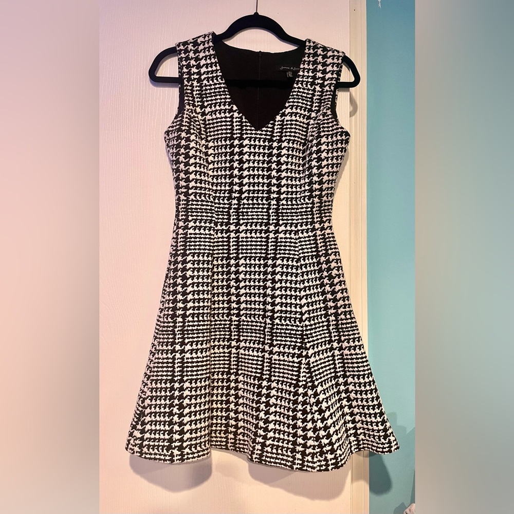 Jasmine and Juliana Black and White Houndstooth Mini Dress, Size S
